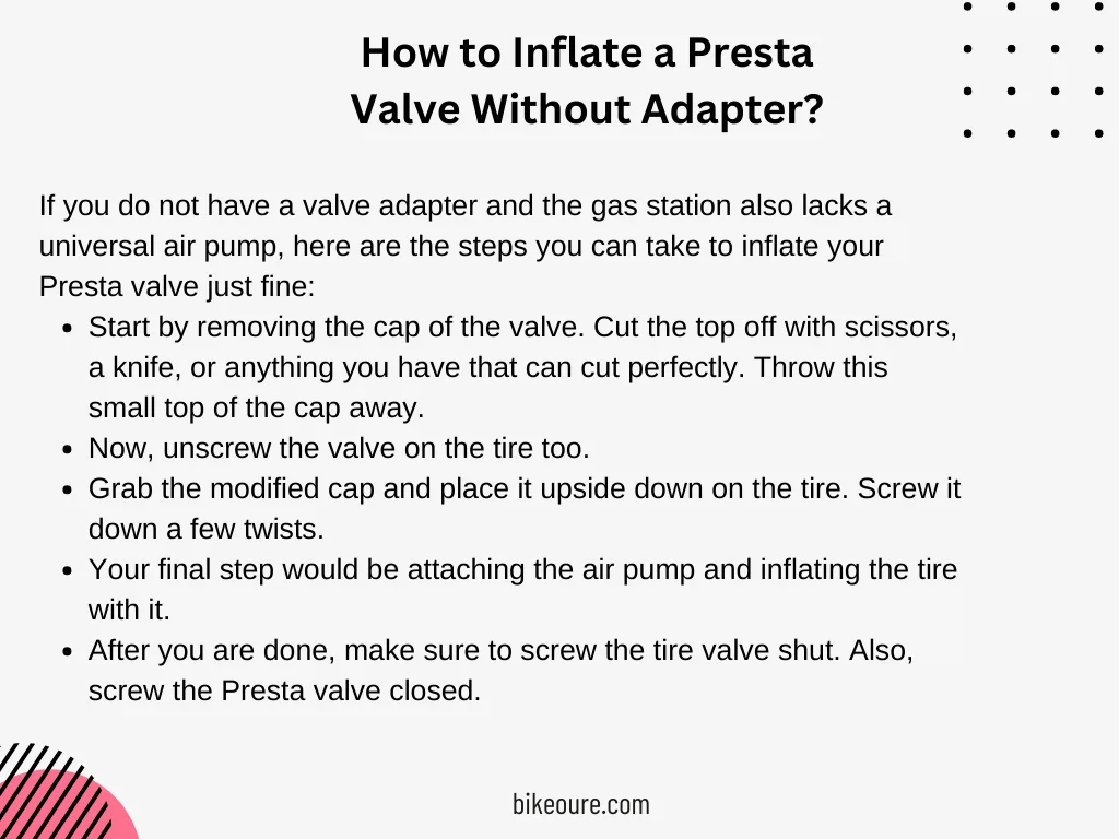 How to Inflate a Presta Valve Without Adapter 